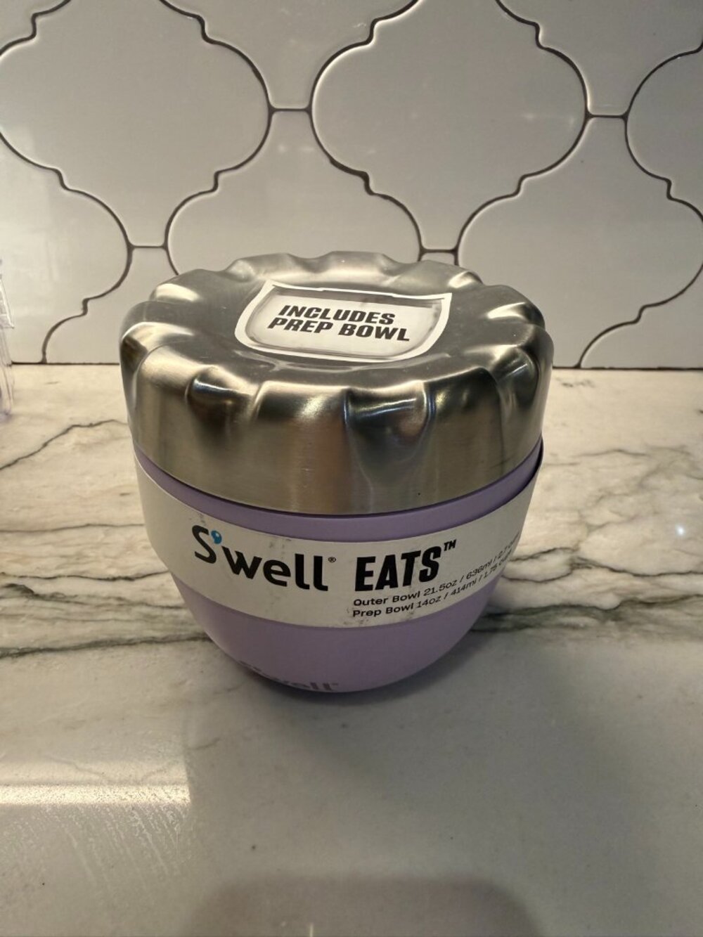 S'well Eats Insulated Food Bowl Set Lavender 21.5oz with Prep Bowl - New